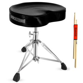 5 CORE Drum Throne Padded Guitar Stool Adjustable Heavy Duty Saddle Music Chair Seat Universal for Adults & Kids with Anti Slip Rubber Feet - DS CH BL