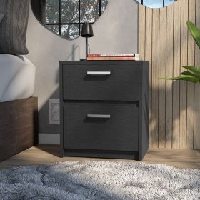 Nightstand Chequered, Two Drawers, Black Wengue Finish