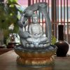 11 inche Buddha Fountain Fengshui Indoor Tabletop Decorative Waterfall Kit with Submersible Pump for Office and Home Decor