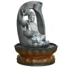 11 inche Buddha Fountain Fengshui Indoor Tabletop Decorative Waterfall Kit with Submersible Pump for Office and Home Decor