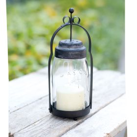 Quart Mason Jar Butler Lantern - Black